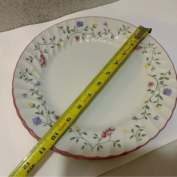 2 Johnson Brothers Summer Chintz Dinner Plates Pink Flower Ridged Border England - Picture 6 of 10